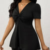 Women's V-neck Temperament Versatile Solid Color sleeved shirt top by FitiqueFit