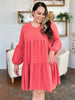 Light Green Double Take Full Size V-Neck Sleeve Tiered Dress with Pockets Elegant & Comfortable Casual Dress by Stevvex