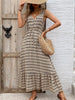 Vintage Printed V-Neck Tie Waist Midi Dress Lightweight Trendy & Elegant Dress for Women by Stevvex