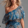 Peacock Blue Leopard Print Chiffon Off-Shoulder Dress – Boho A-Line by FitiqueFit