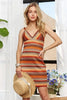 New Summer Contrast Striped V-Neck Mini Dress For Women – Trendy, Bold, Eye-Catching, Boho, Modern Chic & Fashionable by Stevvex