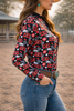 Stay Wild Quarter Button Long Sleeve Pullover Rodeo Shirt Blouse by Neon Spur