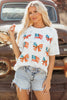 Khaki Patriotic Flag Bow Graphic Starry Round Neck T Shirt by Wild and Free Boutique
