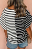 Stripe Two Tone Colorblock V-Neck T-Shirt