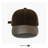Women's Retro Suede Patchwork Baseball Cap – Leather Brim Dome Crown by FitiqueFit