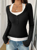 Contrast Long Sleeve Fake Two-Piece T-Shirt by Simply Love