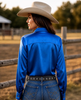 Reach For The Crown Satin Button Up Rodeo Shirt Blouse by Neon Spur