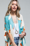 Ocean Bloom Kimono Wrap Aquamarine