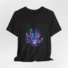 Neon Cyberpunk Skyline Tee | synthwave skyline, future city art by Tristan’s Treehouse