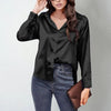 Women’s Satin Lapel Button-Down Blouse by FitiqueFit