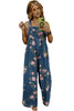 Beau Blue Floral Print Pleated High Waist Wide Leg Denim Jumpsuit by Wild and Free Boutique