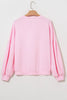 Light Pink Sweet Bow Lantern Sleeve Oversized Pullover Sweatshirt by Wild and Free Boutique