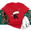 Red Loose T-Shirt Top With A Christmas Party Aesthetic by My Store