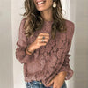 Women's Long-Sleeve Hollow Lace Splicing Top by FitiqueFit