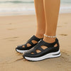 Women's Chunky Sole Closed-Toe Sandals – Soft Sole Velcro Strap by FitiqueFit