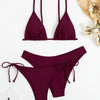 Essential Edge 3-Piece Bikini Set for Women – Solid Color High-Cut Triangle Top Two-Style Bottoms with Side Lace-Up Design & Quick-Drying Comfort – Versatile Women's Swimwear for Summer Pool Beach & Travel by Stevvex