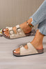 Camel Embroidered Trim Retro Buckle Faux Suede Slippers by Wild and Free Boutique