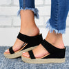 Wedge Heel Slippers Casual Sandals Hemp High Wedge Heel Shoes by FitiqueFit