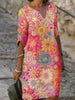 Temperament Blue Hedging Fashion Print Dress