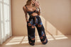 Women's Feather Print Crop Top & Pants Set – 2-Piece Vacation Outfit by FitiqueFit