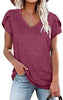 🌸 Women's V-Neck Petal Sleeve Summer T-Shirt – Elegant & Breezy by FitiqueFit