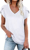 🌸 Women's V-Neck Petal Sleeve Summer T-Shirt – Elegant & Breezy by FitiqueFit