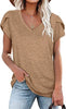 🌸 Women's V-Neck Petal Sleeve Summer T-Shirt – Elegant & Breezy by FitiqueFit