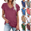 🌸 Women's V-Neck Petal Sleeve Summer T-Shirt – Elegant & Breezy by FitiqueFit