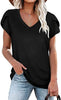 🌸 Women's V-Neck Petal Sleeve Summer T-Shirt – Elegant & Breezy by FitiqueFit
