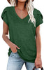 🌸 Women's V-Neck Petal Sleeve Summer T-Shirt – Elegant & Breezy by FitiqueFit