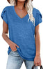 🌸 Women's V-Neck Petal Sleeve Summer T-Shirt – Elegant & Breezy by FitiqueFit