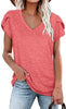 🌸 Women's V-Neck Petal Sleeve Summer T-Shirt – Elegant & Breezy by FitiqueFit