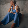Women’s wide leg denim overalls by FitiqueFit