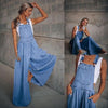 Women’s wide leg denim overalls by FitiqueFit