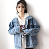 Women's Oversized Washed Denim Jacket – Hooded Loose Korean Style by FitiqueFit