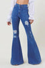 Sleek High Rise Distressed Flare Jeans - 35.5" Inseam by Neon Spur