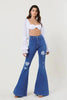 Sleek High Rise Distressed Flare Jeans - 35.5" Inseam by Neon Spur