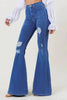 Sleek High Rise Distressed Flare Jeans - 35.5" Inseam by Neon Spur