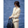 Waist-Grabbing Beige Coat and Wide Leg Pants Set by FitiqueFit