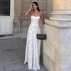 Elegant Embroidered Slim Suspender Dress
