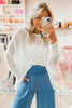 White Smocked Cuffs Semi Sheer Long Sleeve Dolman Blouse by Wild and Free Boutique
