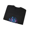 Neon Cyberpunk Skyline Sweatshirt | synthwave cityscape, future city art by Tristan’s Treehouse