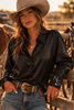 Neon Spur Embroidered Logo Satin Button Up Rodeo Shirt -Black by Neon Spur
