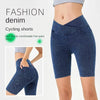 High-Waist Stretchy Denim Shorts with Pockets – Slimming Casual Fitness Shorts by FitiqueFit