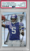 Graded 2014 Panini Prizm Teddy Bridgewater #242 Ball in One Hand Silver Prizm Rookie RC Football Card PSA 10 Gem Mint