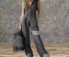 Women's Sporty Retro Lace-Up Striped Sleeveless Hooded Jumpsuit – Wide Flare Leg by FitiqueFit