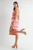 Multi Color Striped Front Cutout Knit Midi Dress For Summer – Vibrant Striped Knit Dress, Modern Cutout Midi Dress, Trendy Colorblock Dress, Chic Summer Event Dress by Stevvex