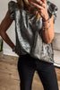 Gold Metallic Round Neck Ruffle Trim Sleeveless Top by Wild and Free Boutique