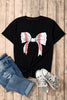 Black Baseball Bowknot Graphic Casual Tee by Wild and Free Boutique