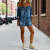 Retro Off-Shoulder Washed Denim Jumpsuit | Long Sleeve Loose Fit by FitiqueFit